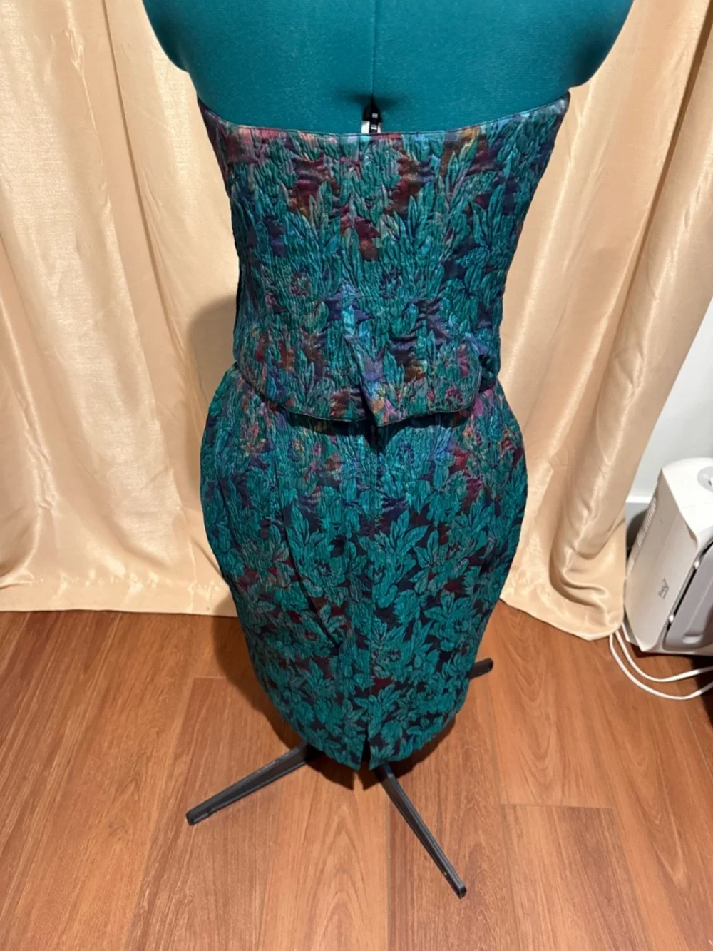 Vintage Lady Mila Florence Italy Brocade 2-Piece Strapless Corset Top & Skirt